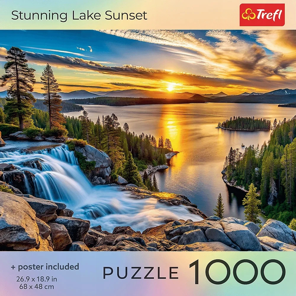 Trefl Puzzle 1000 vienetų JAV kolekcija: Stulbinantis ežero saulėlydis