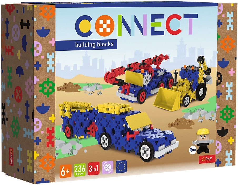TREFL 61979 Connect 2in1 Bricks - Statybinės transporto priemonės / visureigis su priekaba
