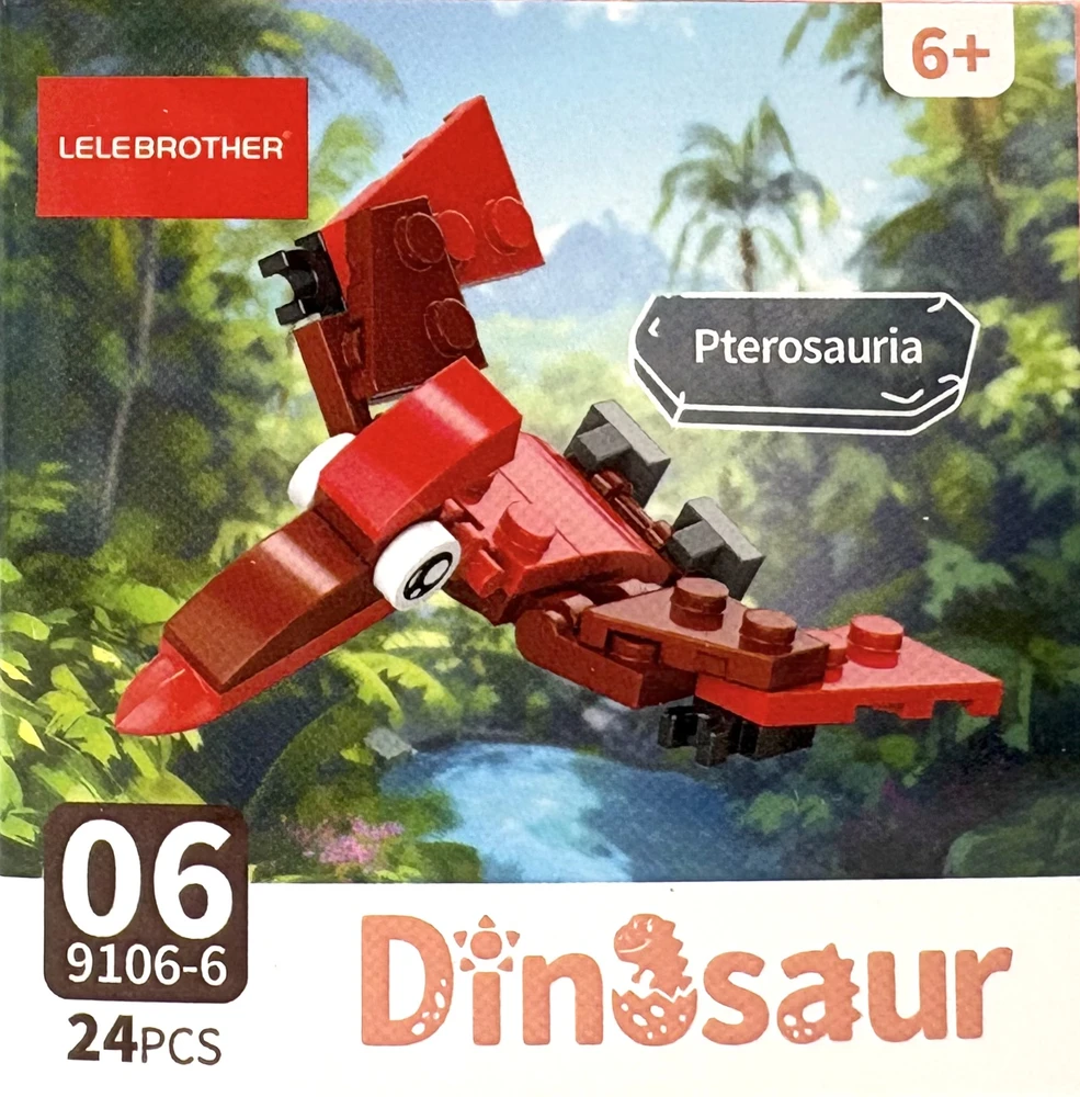 Trifox 24 dalių dinozaurų kaladėlės, kaladėlės vaikams, dinozauras Pterodactyl 006
