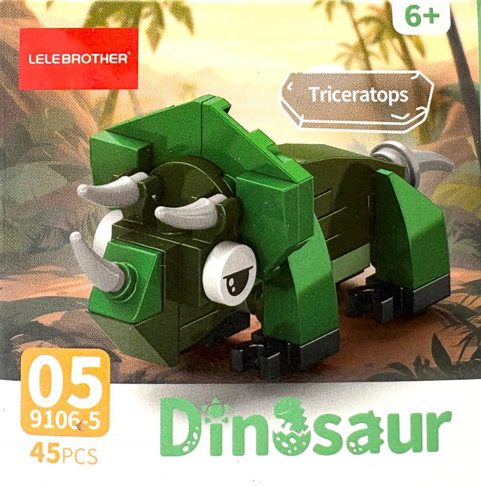 Trifox Blocks 45 el dinozauras iš blokelių blokelių vaikams dinozauras Triceratops 005