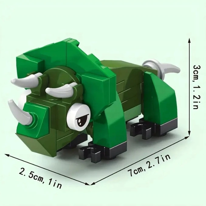 Trifox Blocks 45 el dinozauras iš blokelių blokelių vaikams dinozauras Triceratops 005