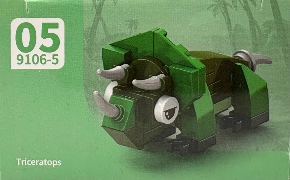 Trifox Blocks 45 el dinozauras iš blokelių blokelių vaikams dinozauras Triceratops 005
