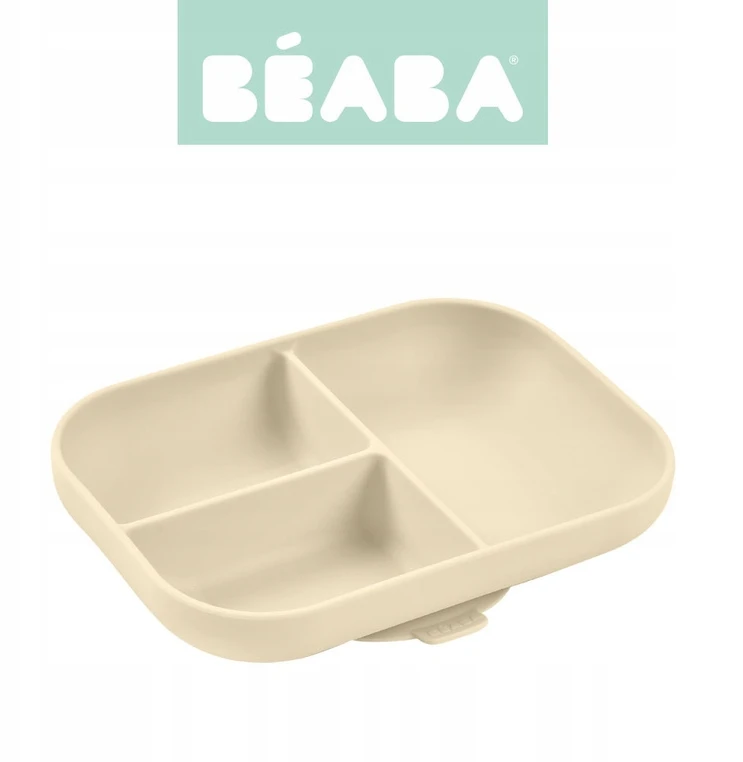 BEABA SILIKONINĖ DUGNU PRILIMPANTI 3 SKYRIŲ LĖKŠTĖ, CLAY