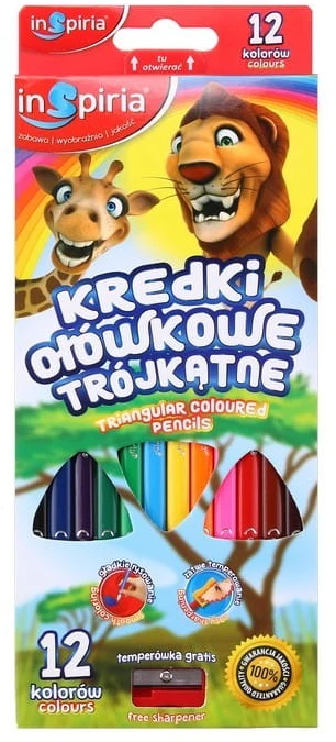 Trikampiai pieštukai 12 spalvų - InSpiria