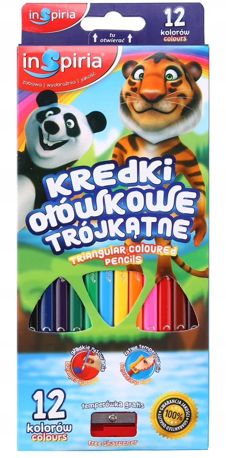 Trikampiai pieštukai 12 spalvų - InSpiria