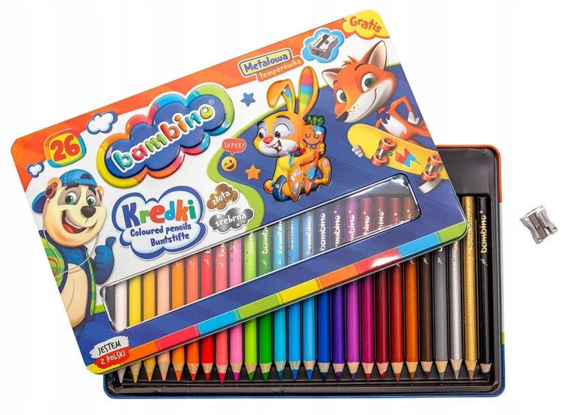 Trikampiai pieštukai Bambino, 18 spalvų