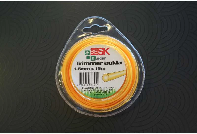 Besk Trimmerio aukla 1.6mm x 15m Apvali