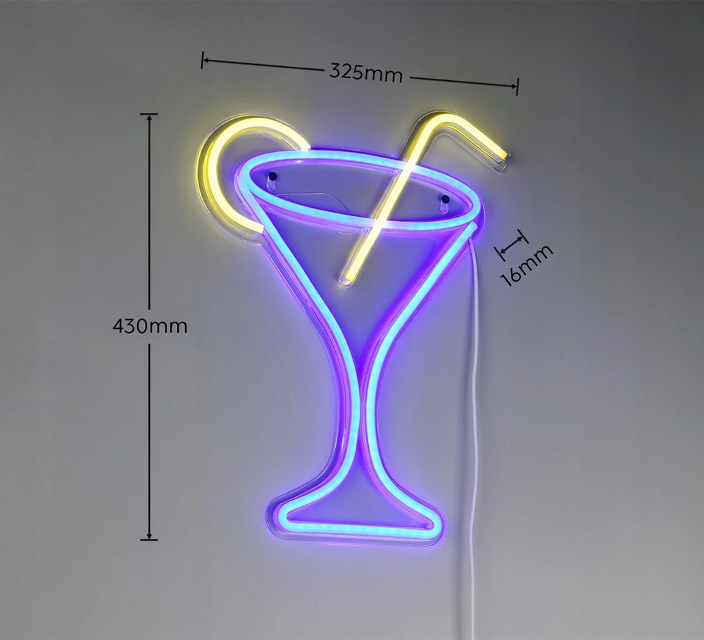 Sieninis šviestuvas Trio Leuchten RL CHEERS kinkiet neon LED 5W drink violetinė-geltona USB-C IP20 43cm