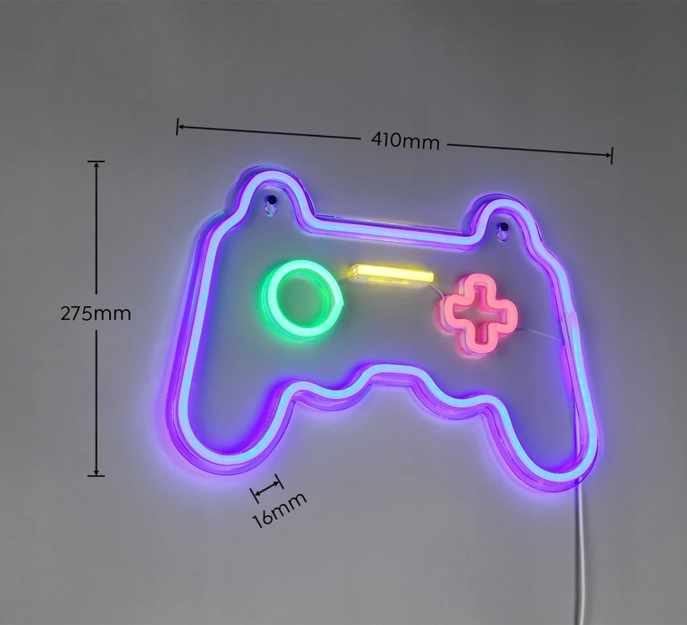 Sieninis šviestuvas Trio Leuchten RL kinkiet neonowy GAMER LED 5W multikolor USB-C 41x27,5cm