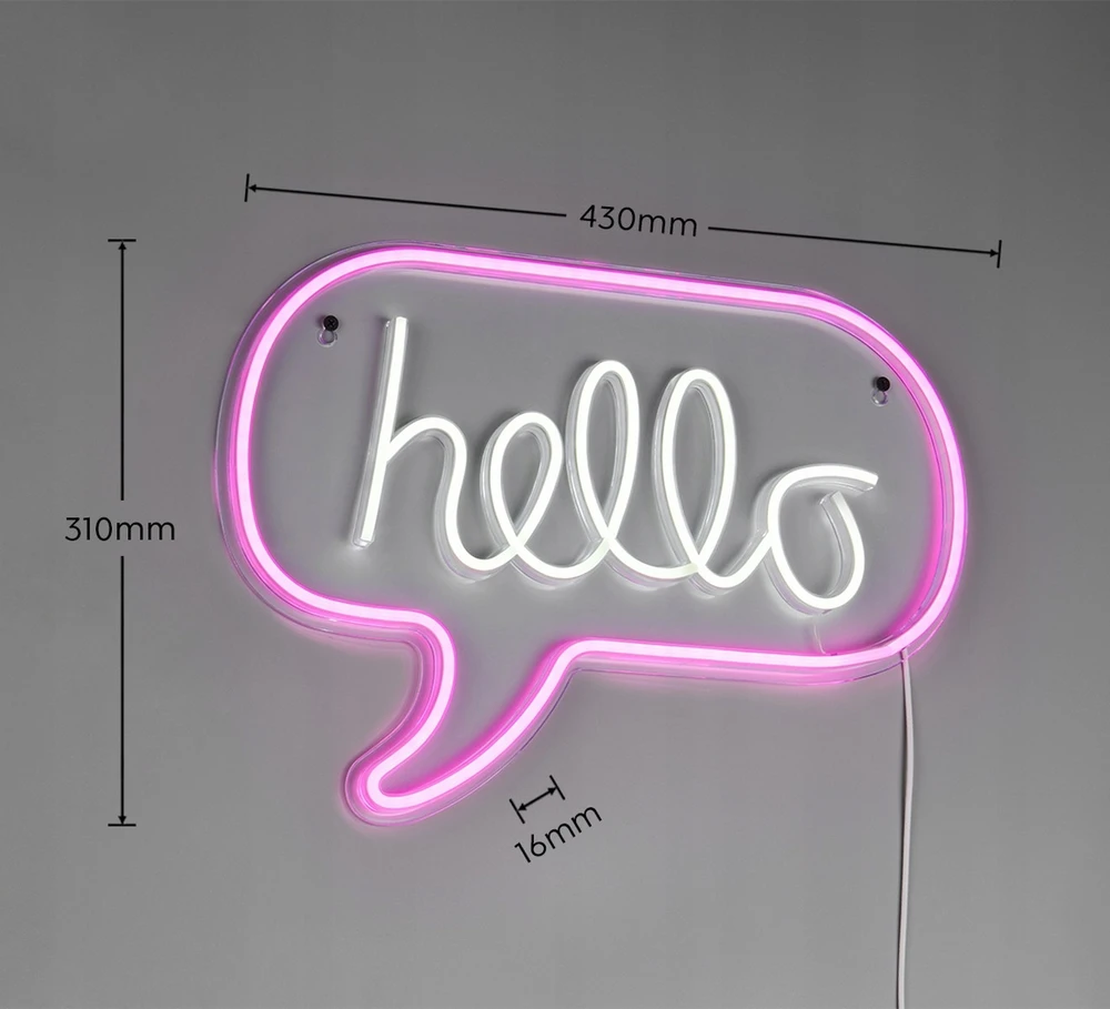 Trio Leuchten RL Kinkiet neonowy HELLO w chmurce LED 5W USB-C rožinė-pilka