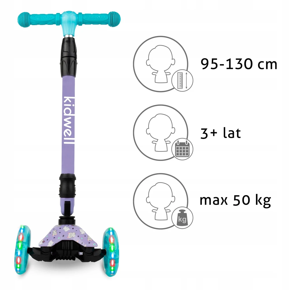 Triratė paspiriama transporto priemonė Kidwell Vento Kitty su Led ratukais