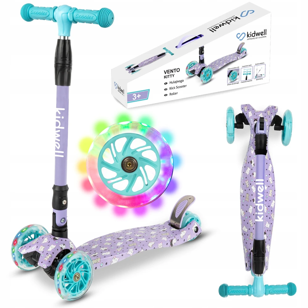 Triratė paspiriama transporto priemonė Kidwell Vento Kitty su Led ratukais