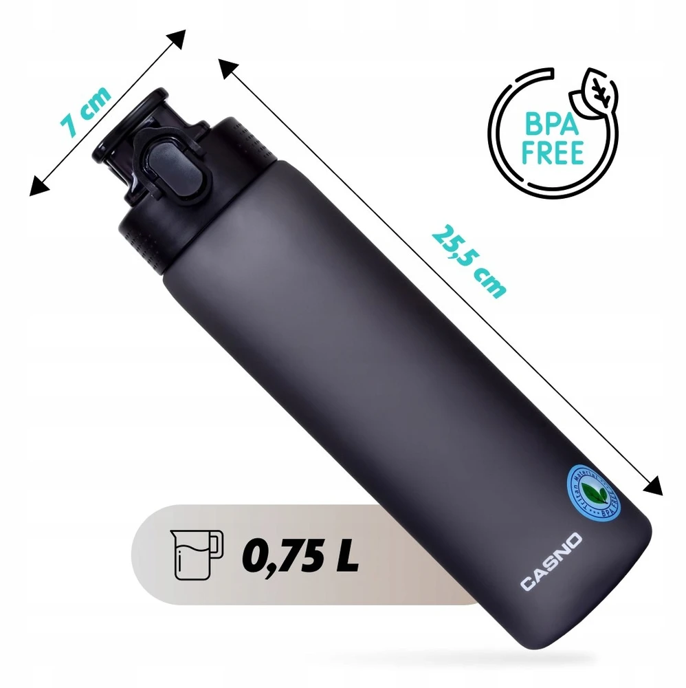 Gertuvė Tritano vandens butelis Casno 750 ml su skale ir filtru