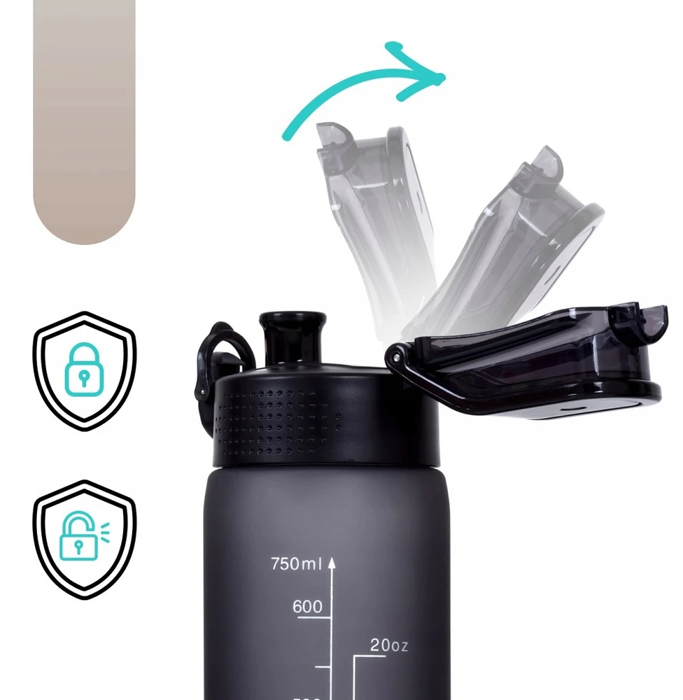 Gertuvė Tritano vandens butelis Casno 750 ml su skale ir filtru