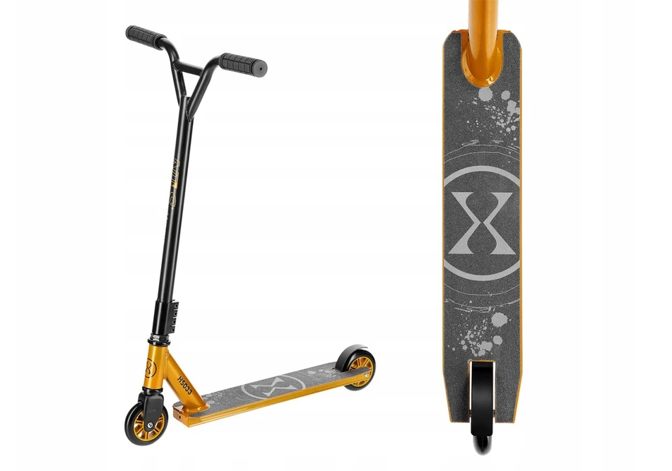 HS033 JUODA-AUKSINĖ Paspirtukas DO TRIKÓW NILS EXTREME