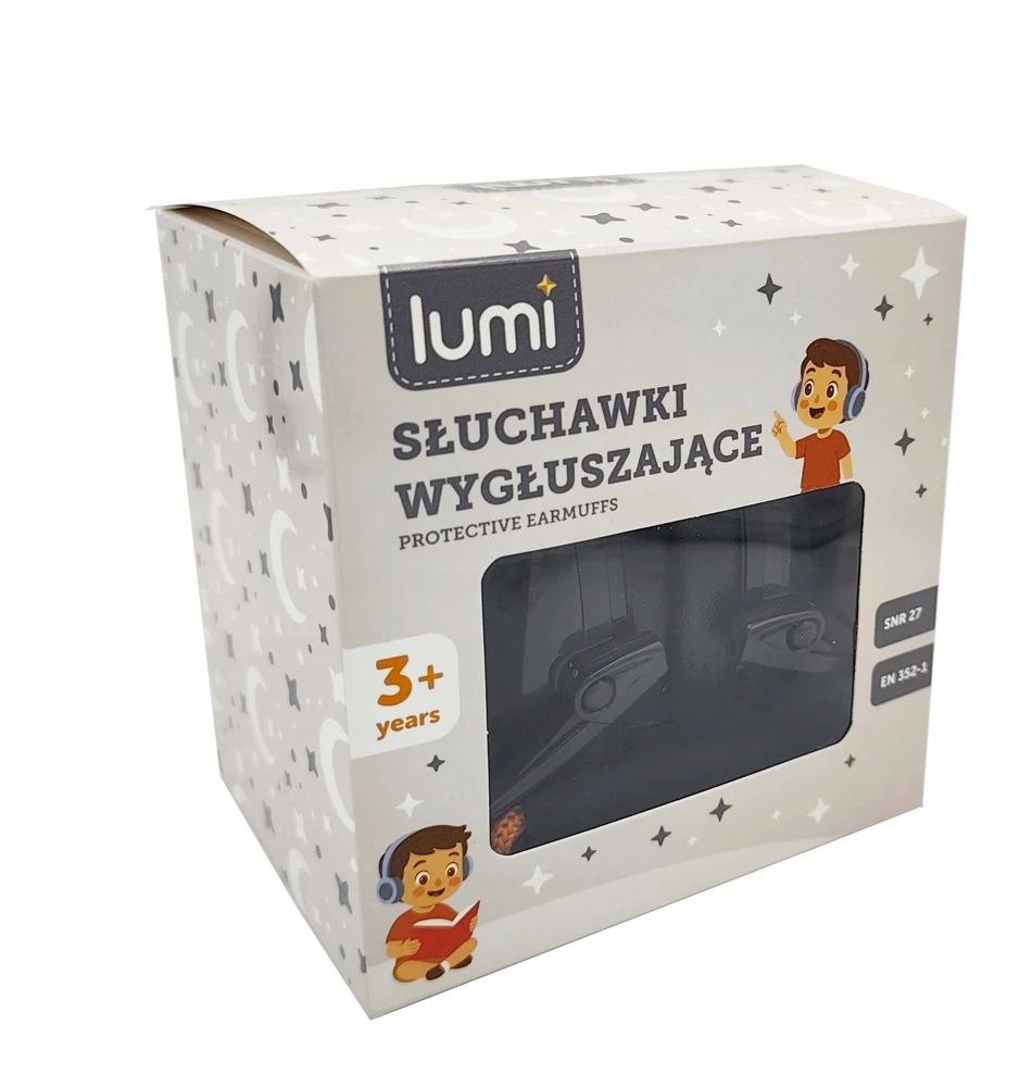 Triukšmą slopinančios ausinės vaikams, sergantiems autizmu ir Aspergerio liga, 3 metų ir vyresni, juodos spalvos LUMI