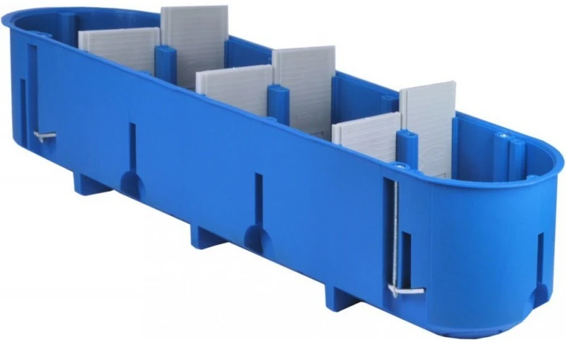 Simet Trivietė instaliacinė dėžutė į gipso kartoną 210x68x45mm, 960 °C, IP20, mėlynos sp.