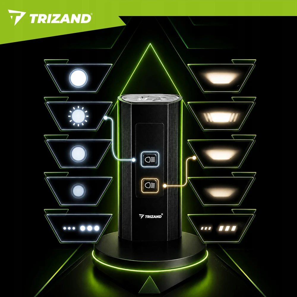 Trizand LED dviračio žibintas 1300 lm galinis priekinis galingas žibintuvėlis 5200 mAh USB rinkinys