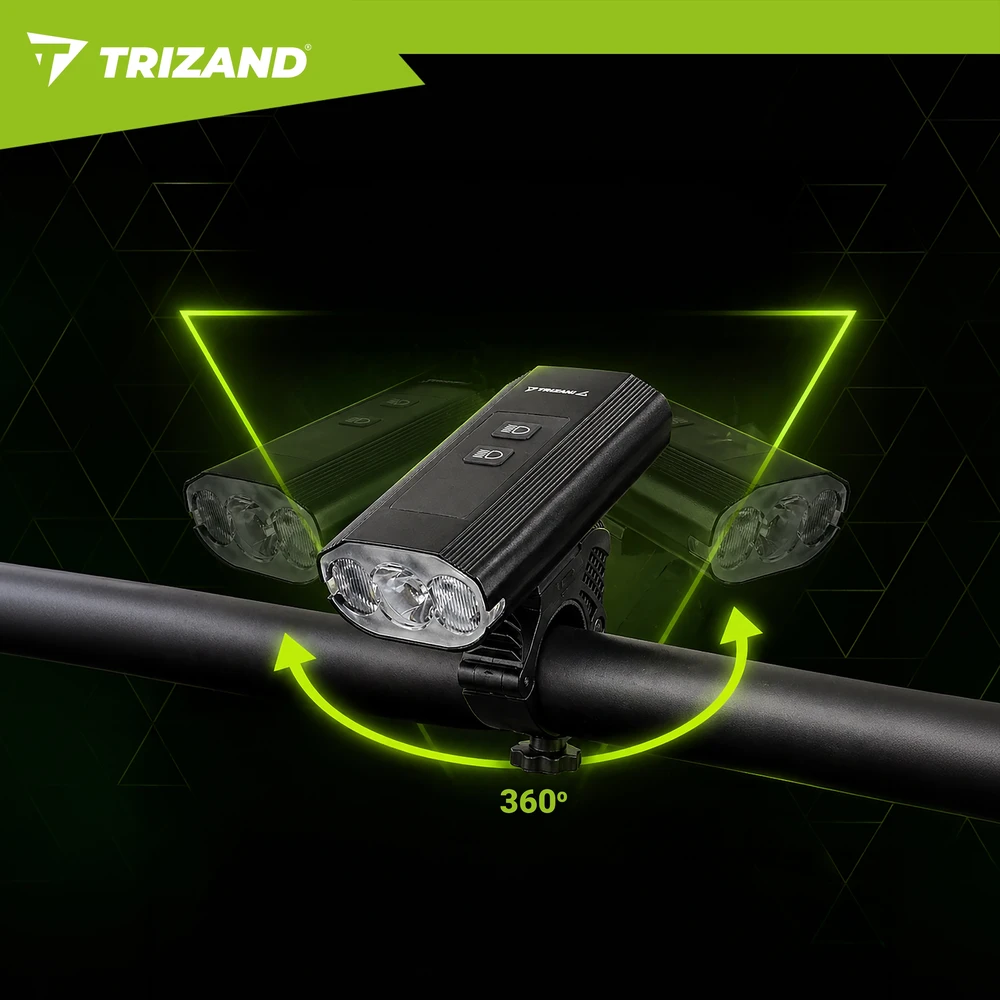 Trizand LED dviračio žibintas 1300 lm galinis priekinis galingas žibintuvėlis 5200 mAh USB rinkinys