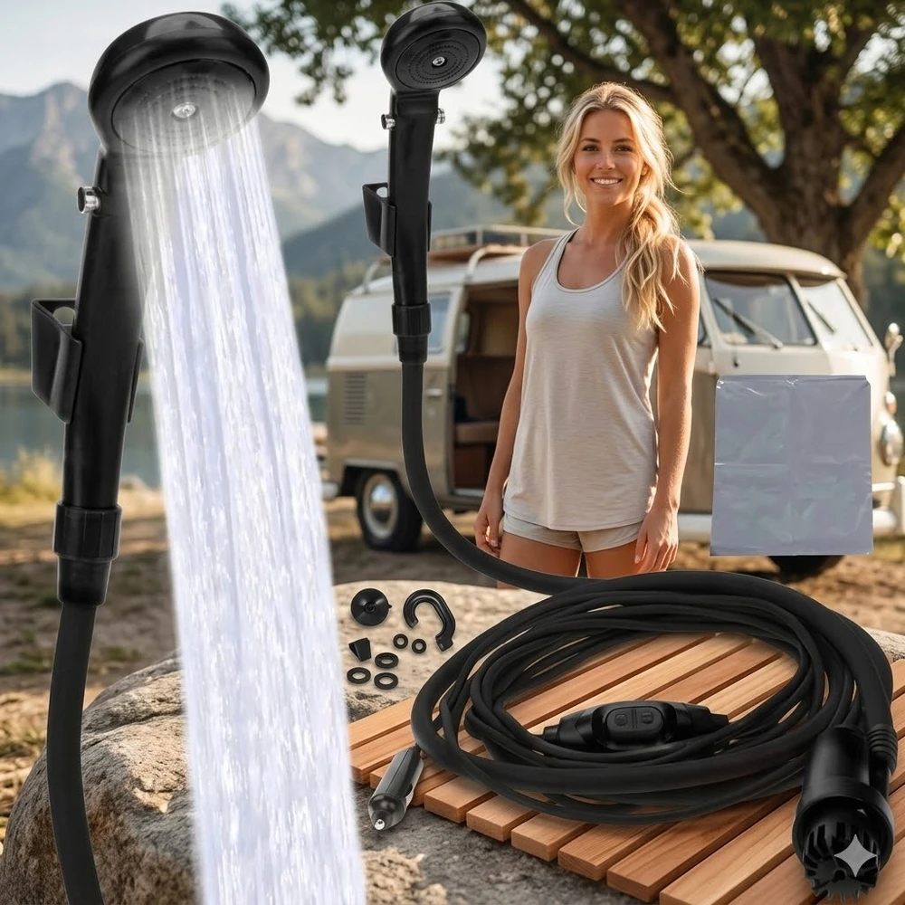 Trizand Tourist Camping Shower 12V Automobilinis dušas automobiliniam cigarečių žiebtuvėliui