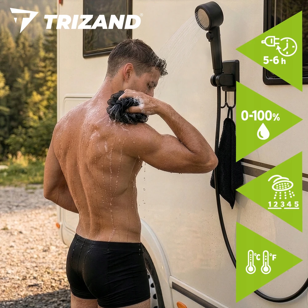 „Trizand“ 8000 mAh baterijos maitinamas kelioninis dušas