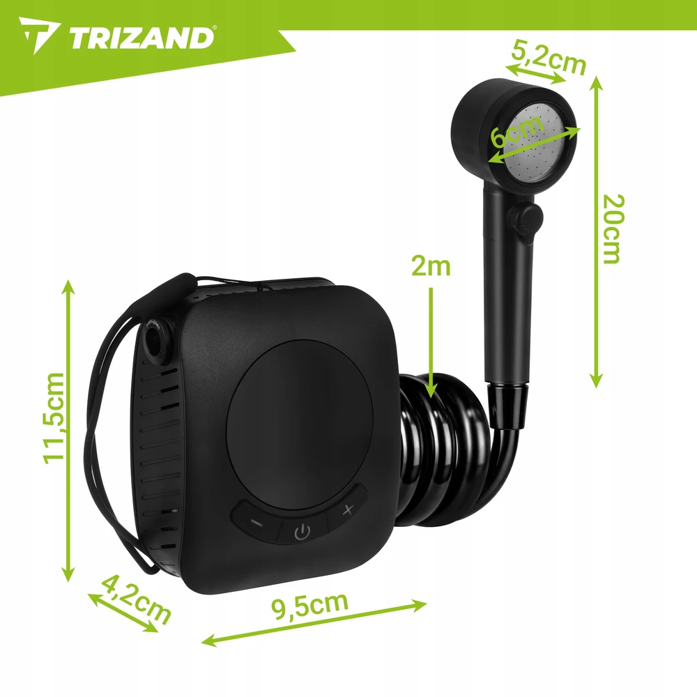 „Trizand“ 8000 mAh baterijos maitinamas kelioninis dušas