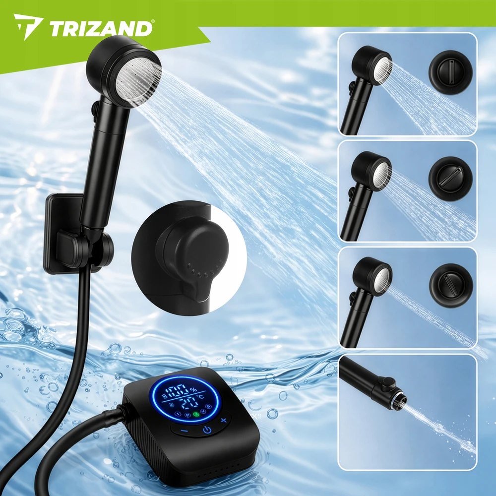 „Trizand“ 8000 mAh baterijos maitinamas kelioninis dušas