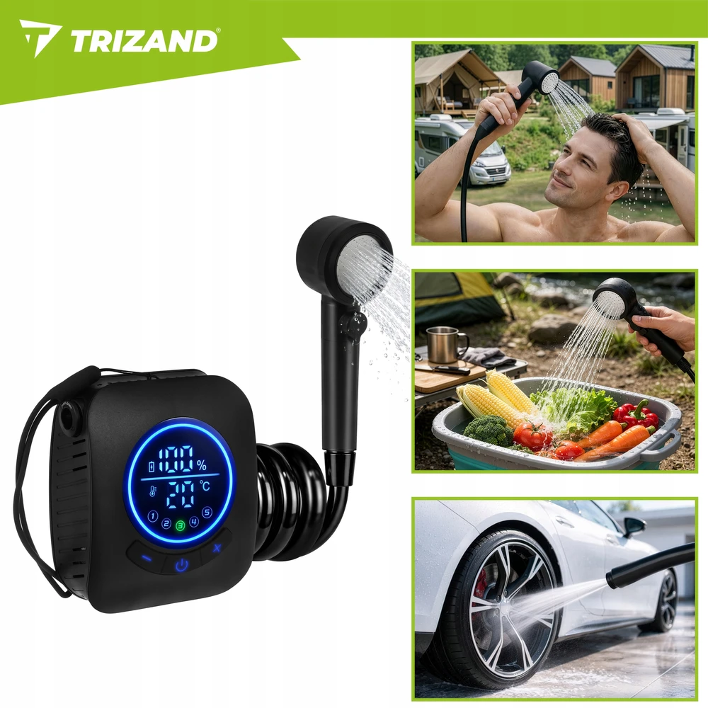 „Trizand“ 8000 mAh baterijos maitinamas kelioninis dušas