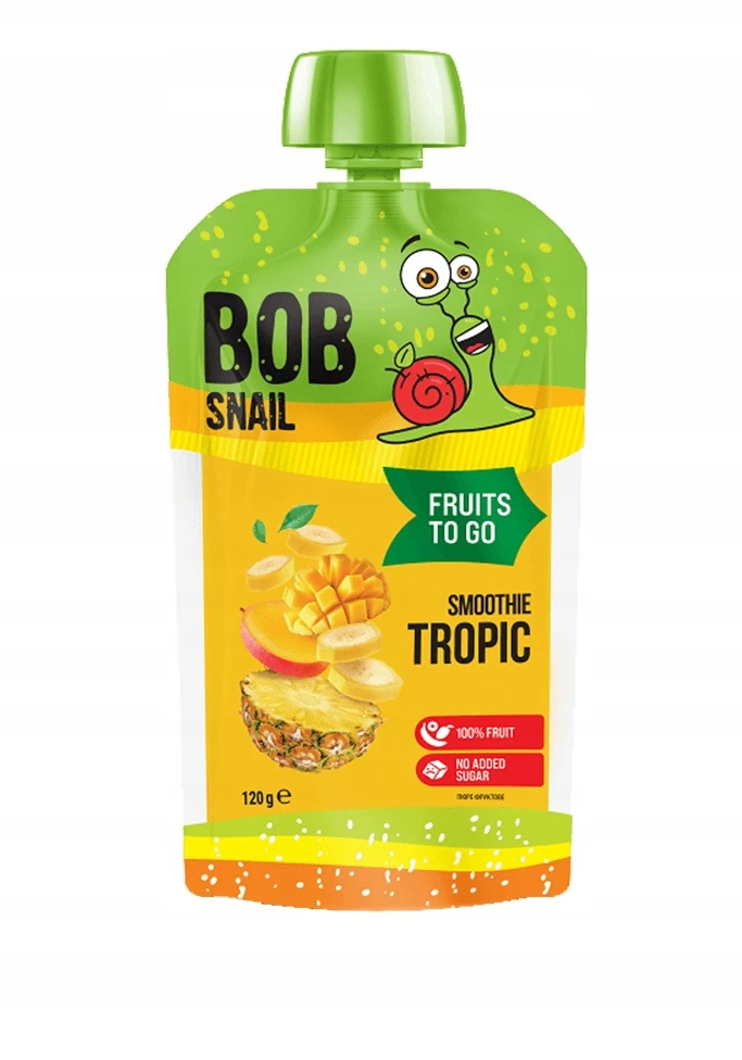 Tropinis bananų-ananasų-mangų kokteilis be pridėtinio cukraus 120 g BOB SNAIL