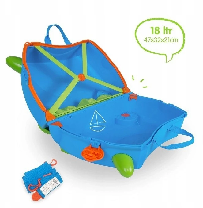 Trunki NUORODOS VAIKŲ LAGAMINAS JOJIMO LAGAMINIS MĖLYNAS - Terasa