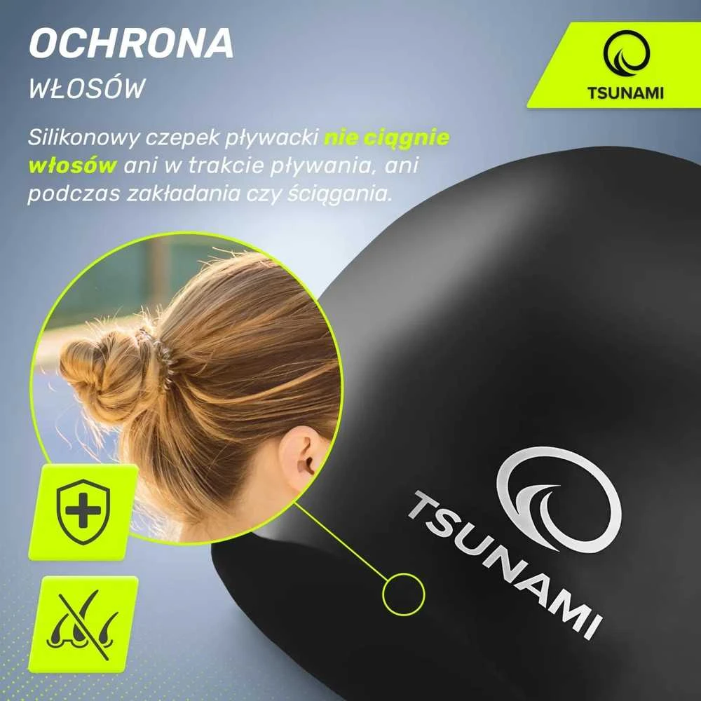 TSUNAMI PRO unisex plaukimo kepuraitė, juoda