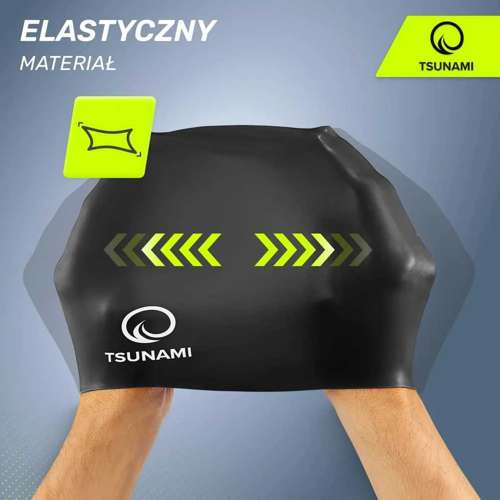 TSUNAMI PRO unisex plaukimo kepuraitė, juoda