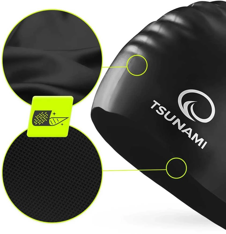 TSUNAMI PRO unisex plaukimo kepuraitė, juoda
