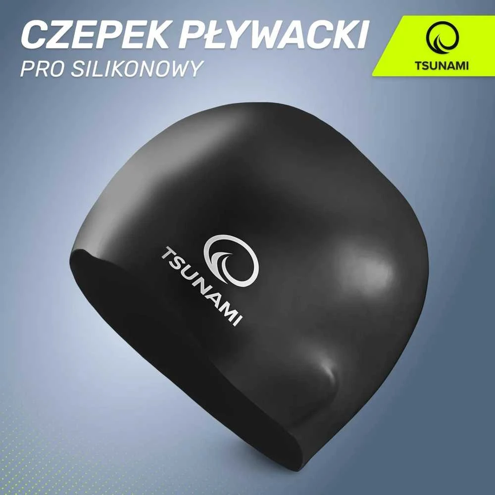 TSUNAMI PRO unisex plaukimo kepuraitė, juoda