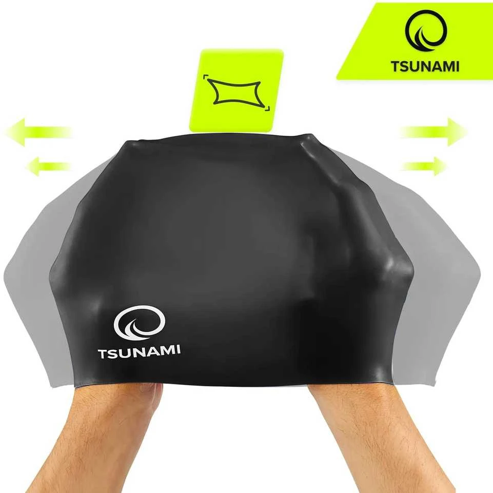 TSUNAMI PRO unisex plaukimo kepuraitė, juoda