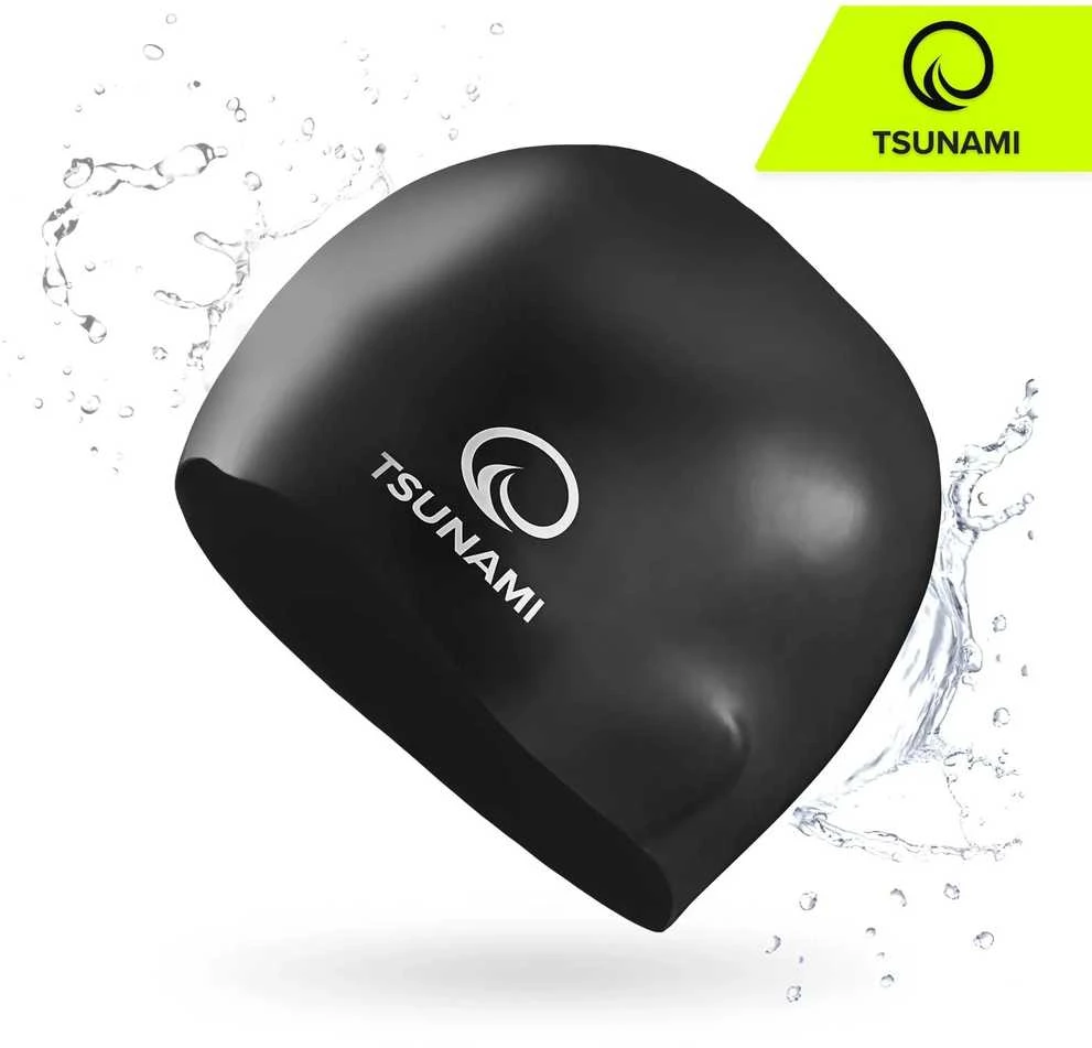 TSUNAMI PRO unisex plaukimo kepuraitė, juoda