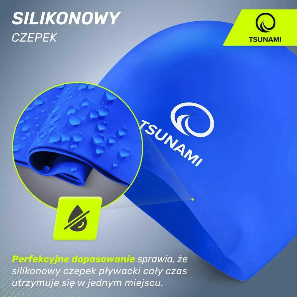TSUNAMI tamsiai mėlyna unisex plaukimo kepuraitė