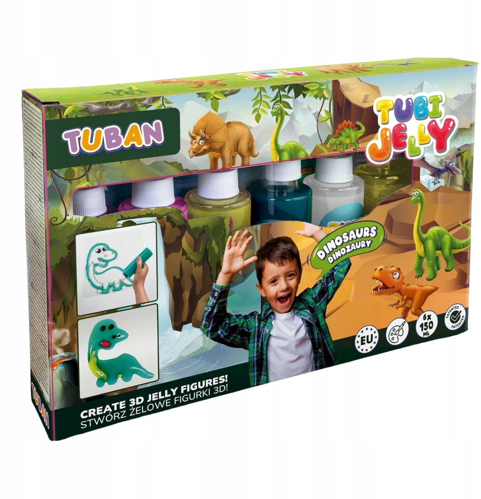 Tuban 6 spalvų Tubi Jelly rinkinys su nedideliu akvariumu - Dinozaurai ( TU3338 )