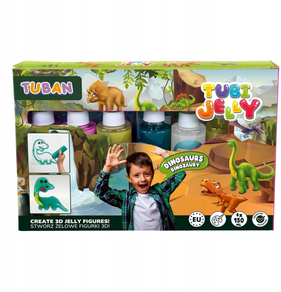 Tuban 6 spalvų Tubi Jelly rinkinys su nedideliu akvariumu - Dinozaurai ( TU3338 )