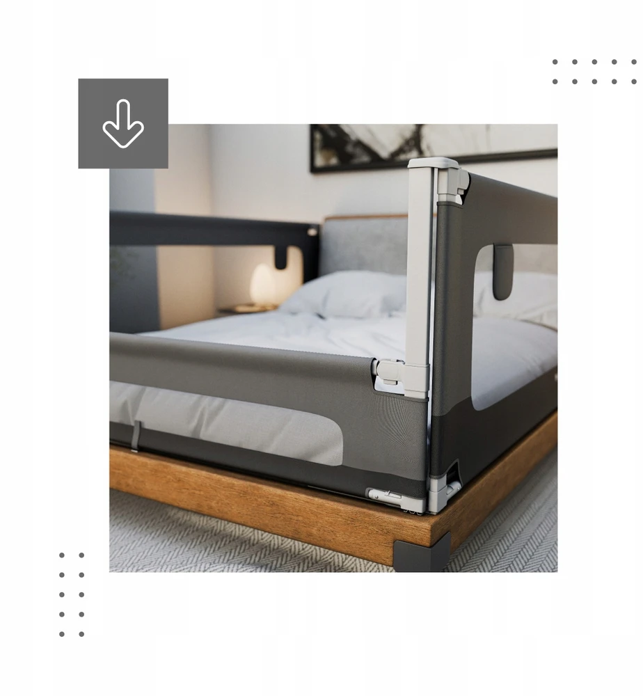 Barjeras lovai, lovos apsauga, turėklas „TULANO Cover 44“, 140 cm čiužiniui, reguliuojamas