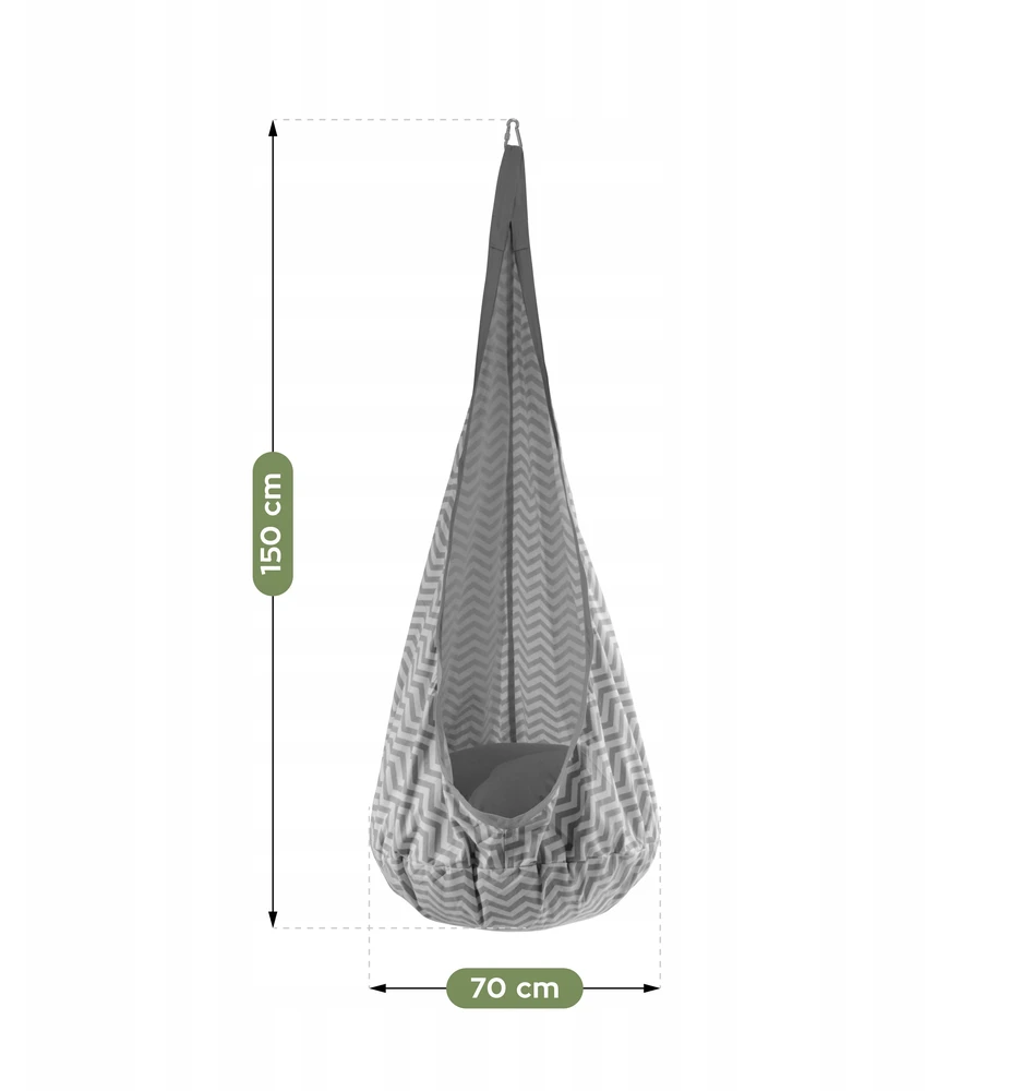 TULANO kokoninės sūpynės vaikams, pilka medvilnė, sūpynės iki 60kg, 36m+