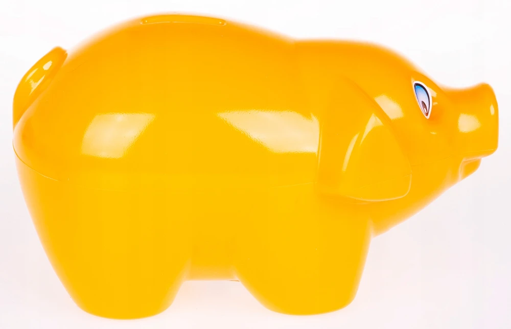 Tupiko ŚWINKA SKARBONKA PLASTIK PIENIĄDZE MONETY PL ORANŽINĖ
