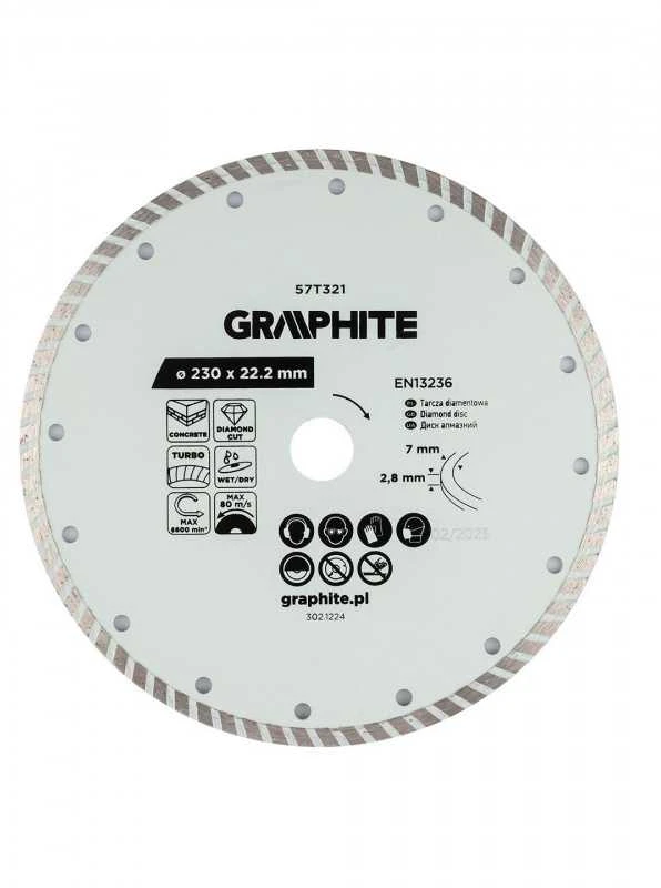 Graphite Turbo pjovimo deimantinis diskas, 230 x 22,22 mm, sausam ir šlapiam pjovimui