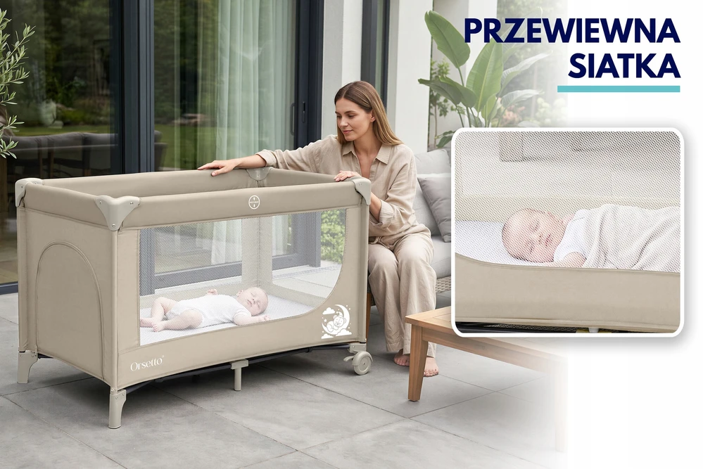 Turistinė lovytė CAMPINO ORSETTO AUTOMATYCZNIE SKŁADANE BEŻOWE