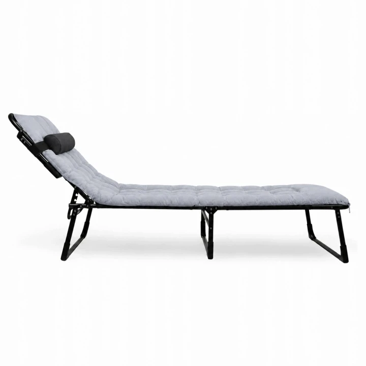 TURISTINĖ sulankstoma ŠALTA LOVA SU ČIŪŽIU 200x70 CM JUODA PILKA
