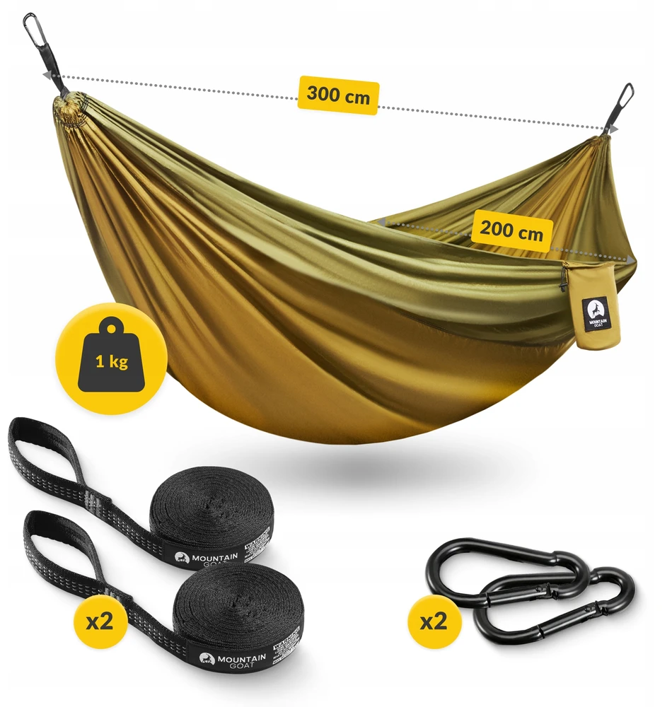 Turistinis dvivietis hamakas „Mountain Goat“ – plati ir patogi poilsio vieta kelionėms ir gamtai