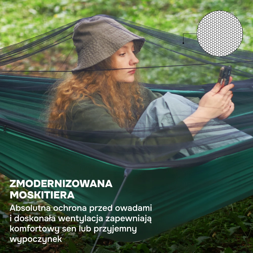 Turistinis hamakas su tinkleliu nuo uodų 270x140 cm