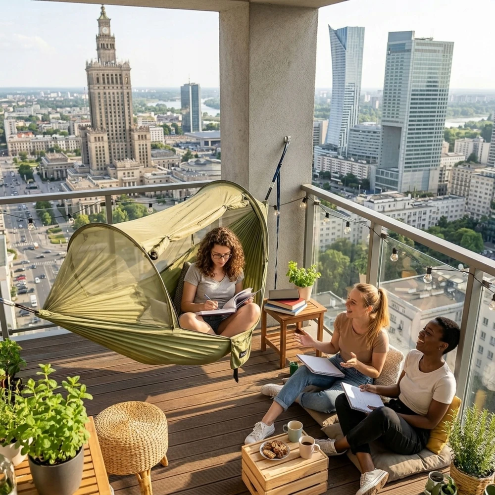 Turistinis hamakas su tinkleliu nuo uodų 260x140cm, 2 asm.