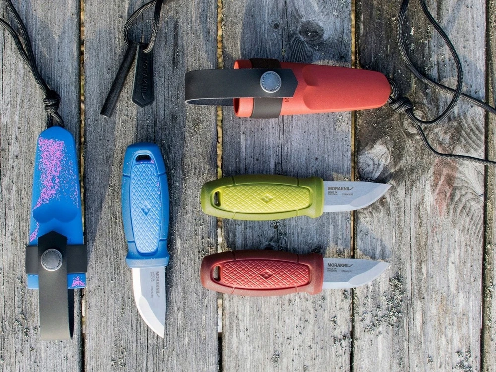 Morakniv Eldris geltonas peilis su kaklo peilių rinkiniu iš nerūdijančio plieno