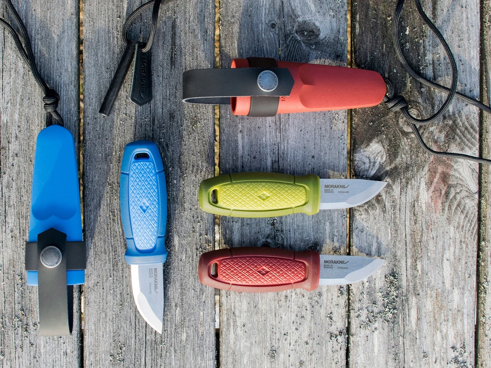 Morakniv Eldris geltonas peilis su kaklo peilių rinkiniu iš nerūdijančio plieno